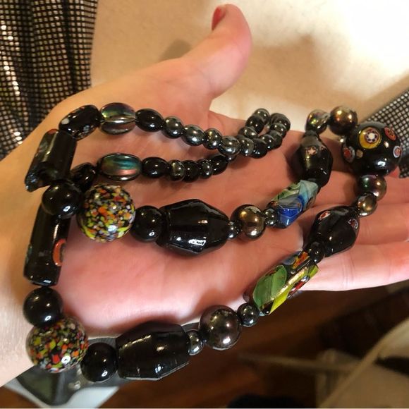 Vintage Millefiori graduating glass bead necklace - Picture 5 of 11